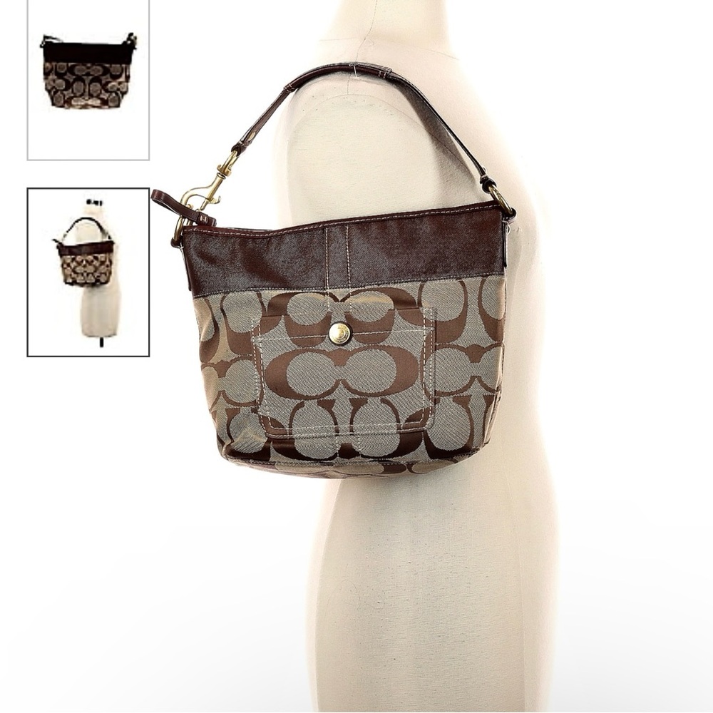 COACH monogram handbag in black and gray